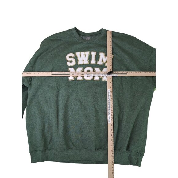 Swim Mom Sweatshirt Womens 3XL Green Fleece Lined Pullover Sweater - Picture 6 of 7
